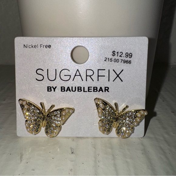 Set of 2 Butterfly Earrings Sugarfix by Baublebar Hoops & Studded Nickle Free - Picture 8 of 8